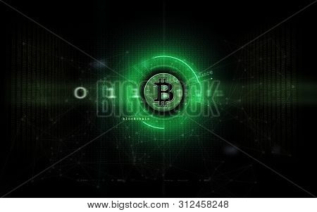 Bitcoin, Digital Currency And Blockhain Technology Artwork