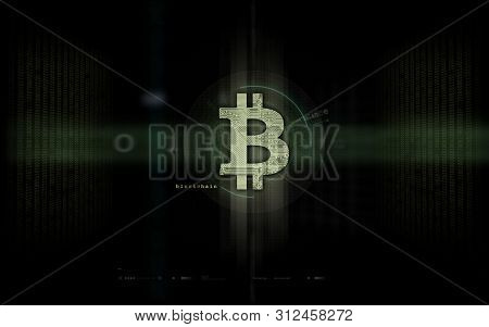 Bitcoin, Digital Currency And Blockhain Technology Artwork