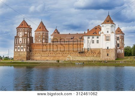 Mir, Belarus - July 13, 2019: Mir Castle Is A World Heritage Site From Unesco, East Europe. Mir Cast