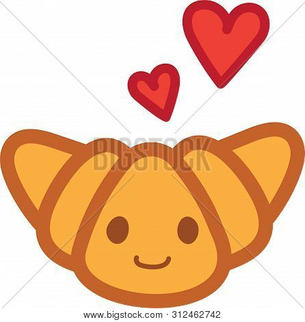Funny Little Croissant Character, Loveable Cartoon Doodle Food Mascot. Funny And Cute Bakery Logo Dr