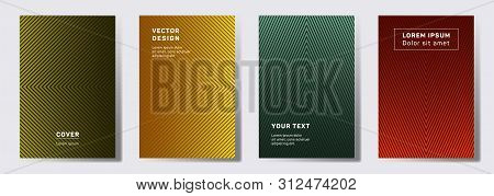 Minimalist Cover Templates Set. Geometric Lines Patterns With Edges, Angles. Digital Backgrounds For