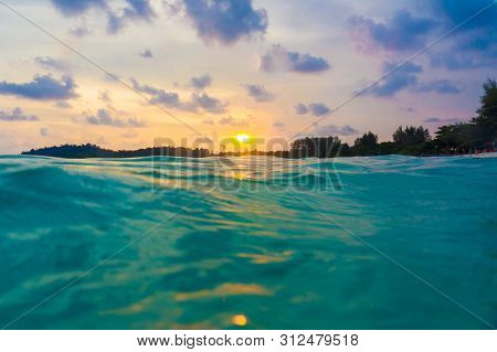 Sea Beace Sunset Colorful Sky With Cloud