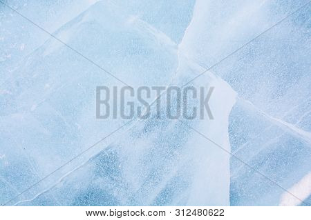 Texture Of Ice In Frozen Lake At Lake Bikal, Russia