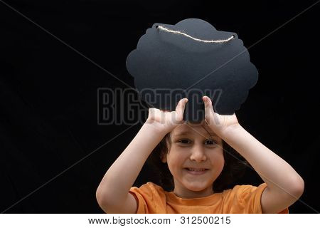 Boy Showing Blank Signboard With Empty Copyspace