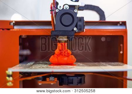 Process Of Printing Physical Plastic Model On Automatic 3d Printer Machine. Additive Technologies, 4