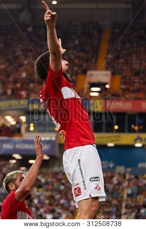 Rostov-on-don, Russia - July 20, 2019: Georgiy Dzhikiya Of Fc Spartak Moscow Celebrates His Goal Dur