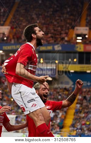 Rostov-on-don, Russia - July 20, 2019: Georgiy Dzhikiya Of Fc Spartak Moscow Celebrates His Goal Dur