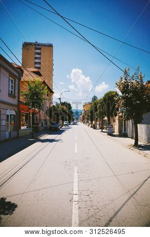Cacak, Serbia - July 20, 2019: One Ordinary Street In Town During Summer Day, Details Of Infrastruct