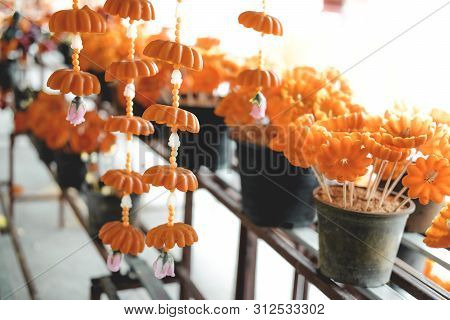 Flower Candle For Making Worship Merit To Buddha