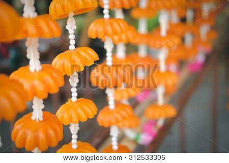 Flower Candle For Making Worship Merit To Buddha
