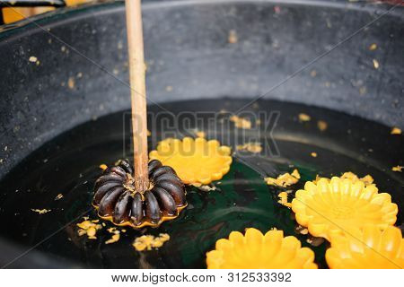 Flower Candle For Making Worship Merit To Buddha