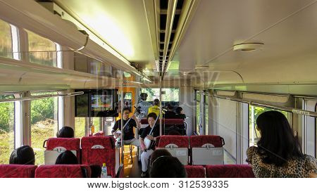 Akita, Japan - Aug 11, 2016 : View Of Japan Railway Gono Line From Resort Shirakami Sightseeing Trai