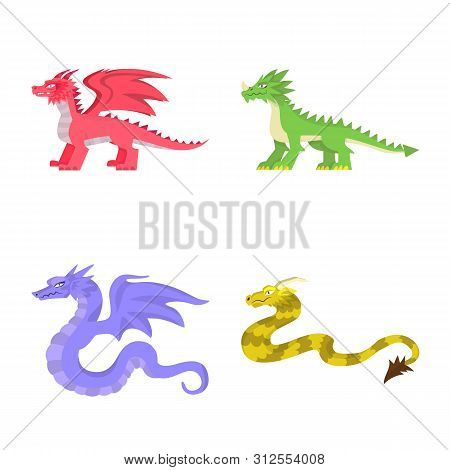 Vector Design Of Creature And Animal Symbol. Set Of Creature And Medieval Stock Vector Illustration.