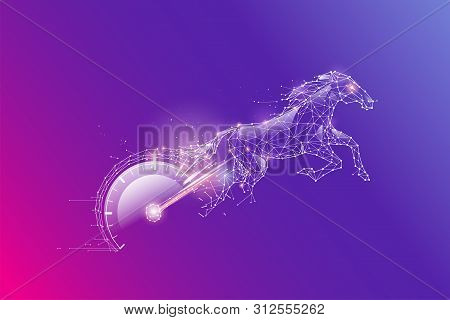 The Particles, Geometric Art, Line And Dot Of Speed Meter And Horse.
Abstract Vector Illustration. G
