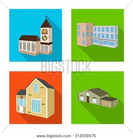 Isolated Object Of Facade And Housing Symbol. Collection Of Facade And Infrastructure Stock Vector I