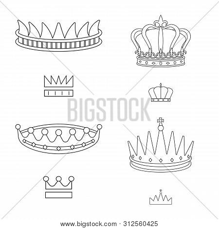 Isolated Object Of Queen And Heraldic Icon. Set Of Queen And Vip Stock Vector Illustration.