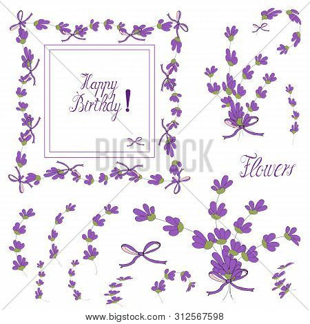 Card Template Lavender Vector Hand Draw Illustration. Celebrate Happy Mood Vector  Illustration.