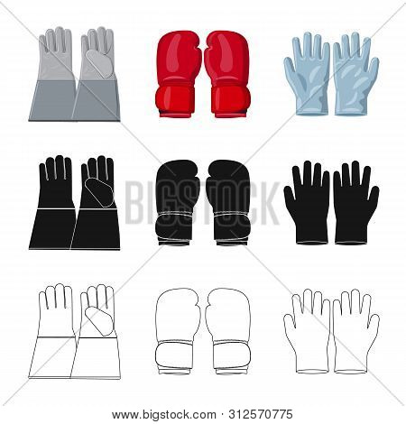 Vector Design Of Glove And Winter Logo. Set Of Glove And Equipment Stock Vector Illustration.