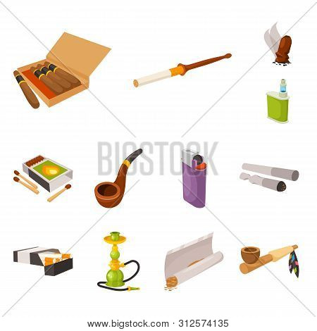 Vector Design Of Tobacco And Habit Icon. Collection Of Tobacco And Smoker Stock Symbol For Web.