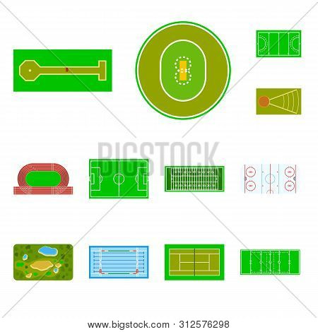 Vector Illustration Of Field And Arena Logo. Collection Of Field And Sport Vector Icon For Stock.