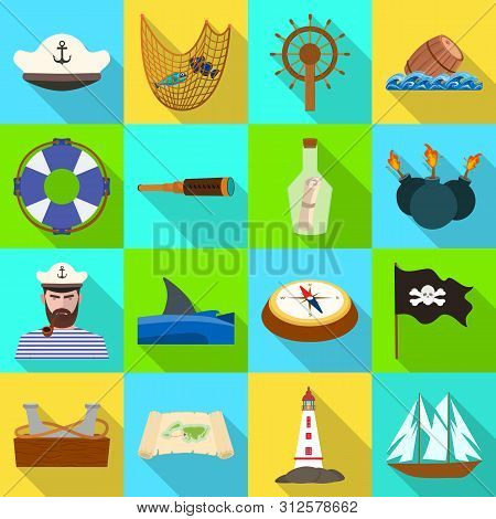 Isolated Object Of Travel And Attributes Logo. Collection Of Travel And Seafaring Stock Vector Illus