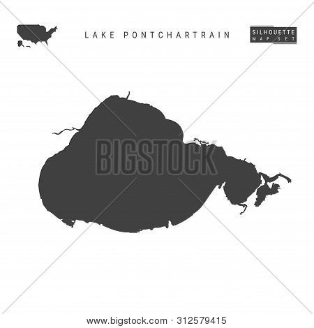 Lake Pontchartrain Blank Vector Map Isolated On White Background. High-detailed Black Silhouette Map