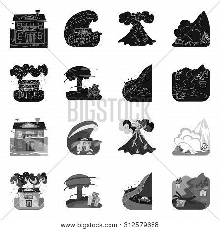 Vector Illustration Of Weather And Distress Icon. Set Of Weather And Crash Vector Icon For Stock.