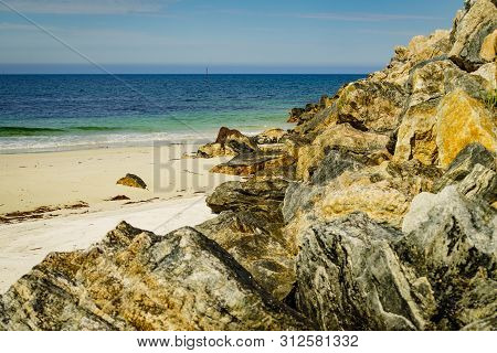 Seascape With Stone Breakwater, Bleik Village, Andoya Island, Vesteralen Archipelago.