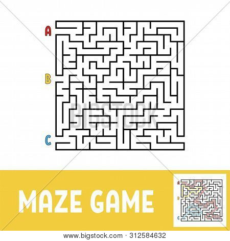Colored Square Labyrinth. Game For Kids. Puzzle For Children. Maze Conundrum. Flat Vector Illustrati