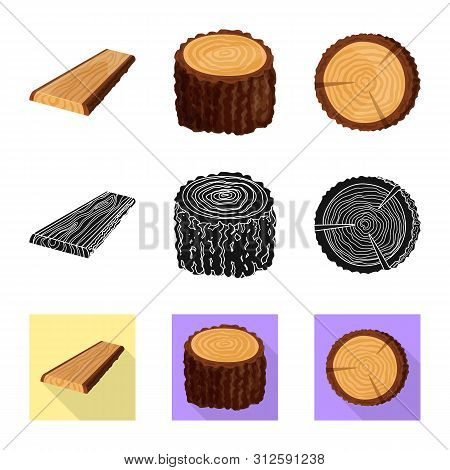Vector Design Of Tree And Raw Icon. Set Of Tree And Construction Vector Icon For Stock.