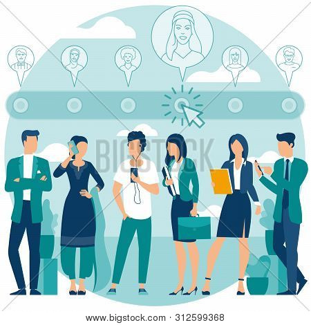 Flat Design Hiring And Recruitment Concept For Web Page, Banner, Presentation, Infographics. Job Emp