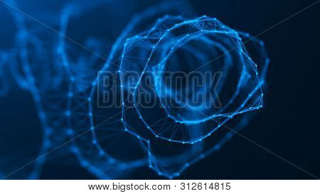 Geometric Shape For Design. Sound Wave. The Torus Consisting Of Points. 3D Rendering. Data Array Vis