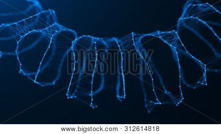 Geometric Shape For Design. Sound Wave. The Torus Consisting Of Points. 3D Rendering. Data Array Vis