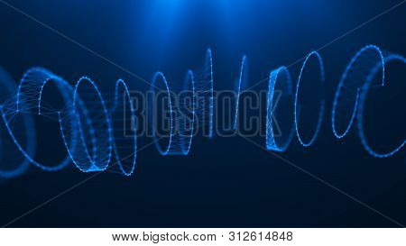 Geometric Shape For Design. Sound Wave. The Torus Consisting Of Points. 3D Rendering. Data Array Vis