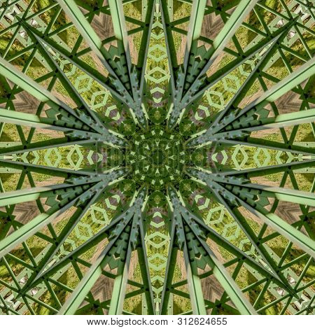 Busy Angular Design Created From A Green Bridge In California On A Summer Day