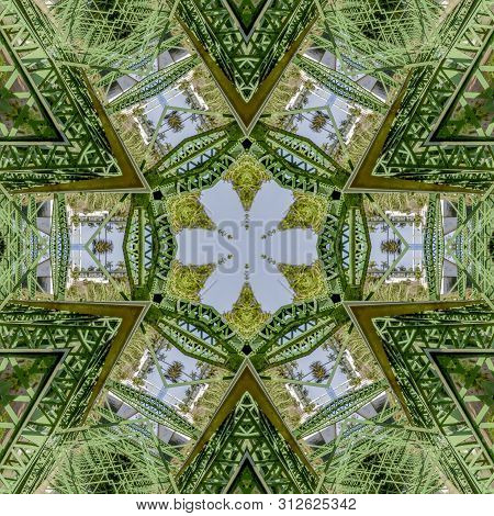 Patterned Photo Created From The Shapes Of A Green Bridge In California