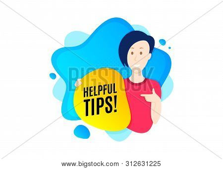 Helpful Tips Symbol. Cut Out People Badge. Education Faq Sign. Help Assistance. Dynamic Shape Offer.