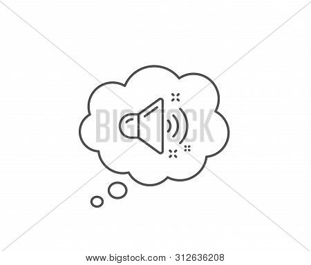 Loud Sound Line Icon. Chat Bubble Design. Music Sound Sign. Musical Device Symbol. Outline Concept. 