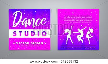 Dance Studio Gradients Design With Dancing Young People And Stars For Banners, Flyer, Invitation. Ab