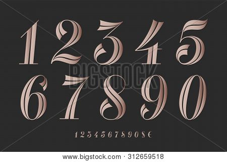 Numbers Font. Classical Elegant Font Of Numbers With Contemporary Geometric Design