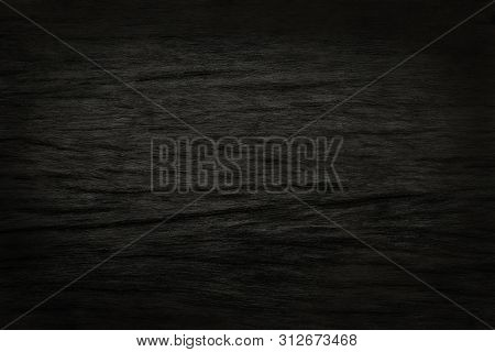 Black Wooden Wall Background, Texture Of Dark Bark Wood With Old Natural Pattern For Design Art Work