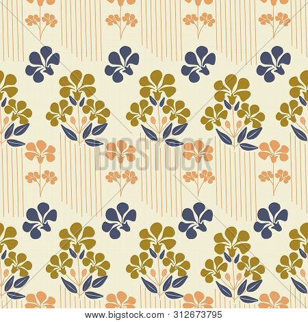 Art Deco Mustard Flowers, In A Seamless Pattern Design