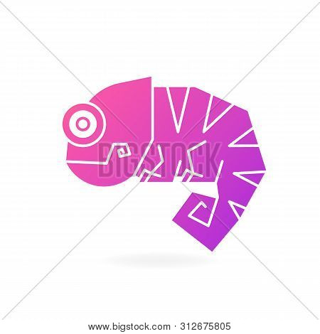 Cute Chameleon Logo On White Background Vector Illustration