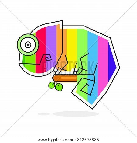 Chameleon Lizard Rainbow Color Cartoon Character Graphic