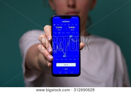 Tula, Russia 17. 06 2019 Coinbase On The Phone Display.