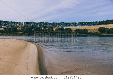 Sunny Australian Beach In Cremorne, Tasmania