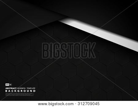 Abstract Dark Template Technology Background Of Hexagonal Pattern. Illustration Vector Eps10