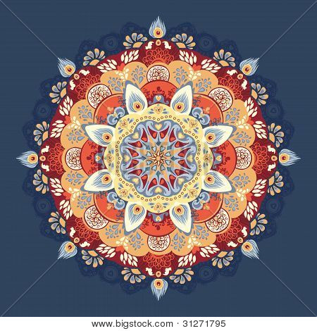 Dekorative runde blomstermotiver lace mønster. kalejdoskopisk blomstermønster, mandala.