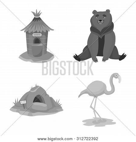 Isolated Object Of Zoo And Park Symbol. Set Of Zoo And Animal Vector Icon For Stock.