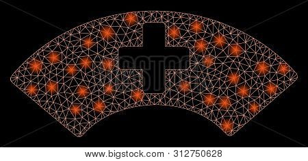 Flare Mesh Medical Visor With Lightspot Effect. Abstract Illuminated Model Of Medical Visor Icon. Sh
